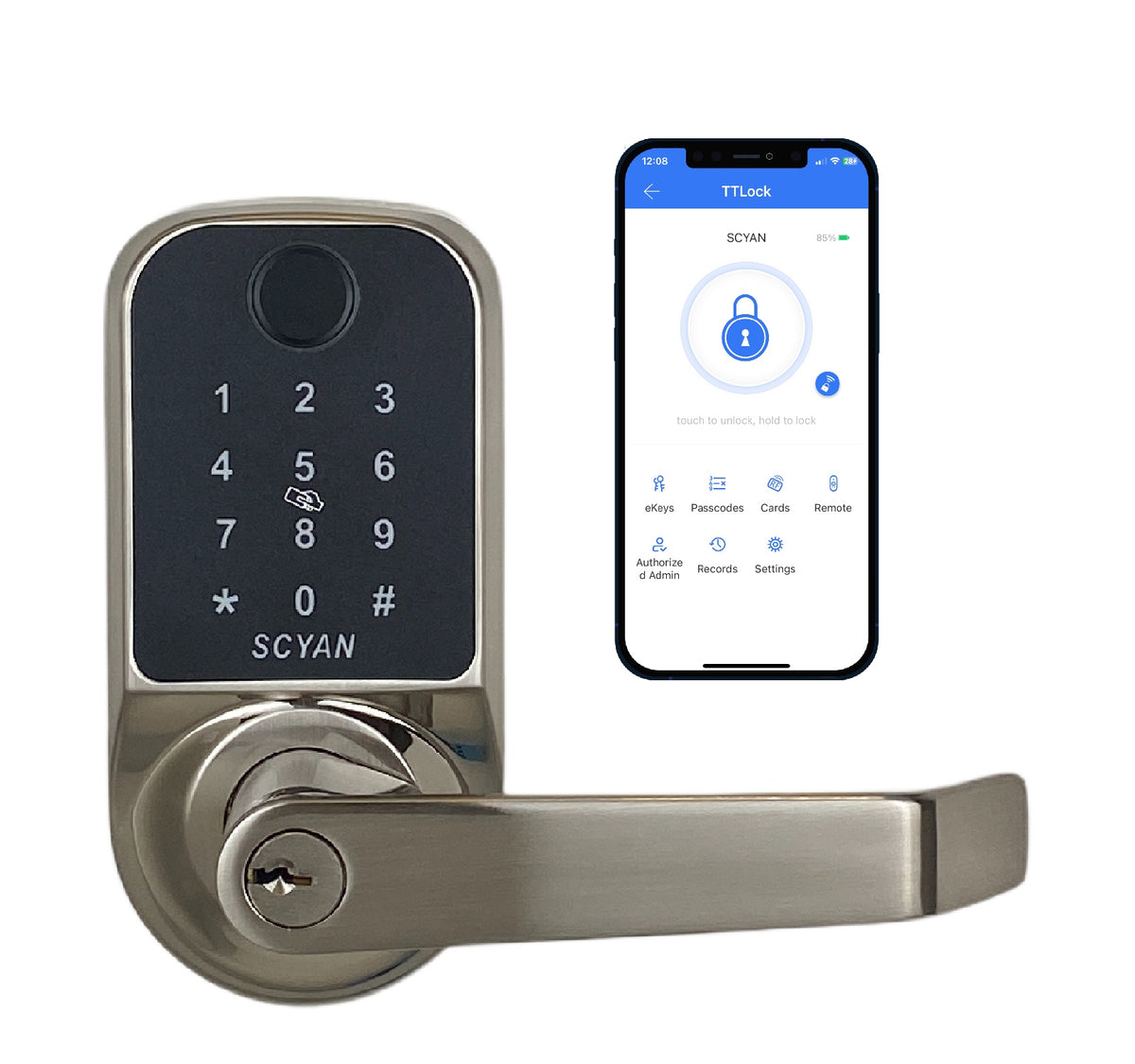 Scyan X1, 5 in 1 Fingerprint Door Lock, Touchscreen Keypad Door